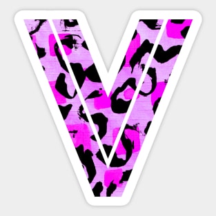 Letter V Watercolour Leopard Print Alphabet Sticker